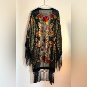 Bohemian kimono sheer robe with fringes